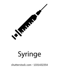 Glyph vector icon of syringe.