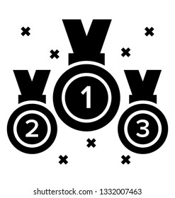 Glyph vector icon of winner medal 