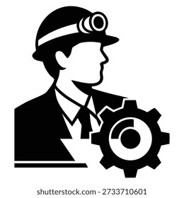 Ilustración vectorial de glifo de icono de ingeniero mecánico ideal para la profesión técnica de maquinaria de la industria de ingeniería y visuales de servicio industrial