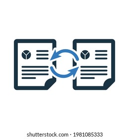 Vector de glifo aislado en un fondo blanco.Contenido, icono de intercambio de datos. 