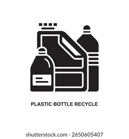 Glyph vector of plastic bottle recycleing, representing environmental awareness, recycling, and sustainability in clean design.