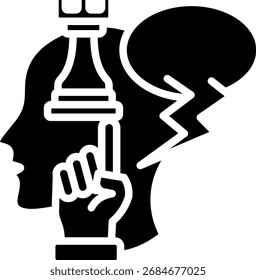 Vector de glifo Icono de pensamiento estratégico