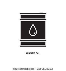 Vetor de glifos do óleo usado, representando a consciência ambiental, a reciclagem e a sustentabilidade no design limpo.