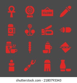 glyph web icons. Ankh and Cam, Eye dropper and Missile symbol, vector signs