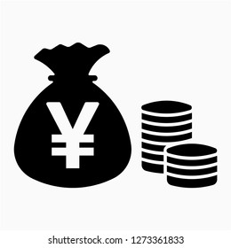 Glyph yen accumulation pixel perfect vector icon