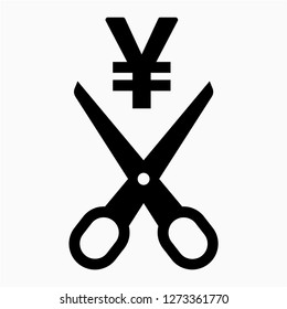 Glyph yen deduction pixel perfect vector icon