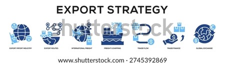 Glyphcolor - Export Strategy web banner icon vector illustration concept