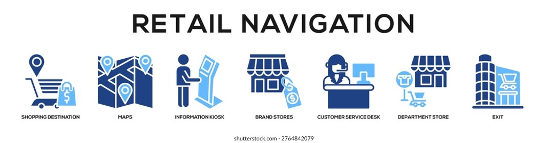 Glyphcolor - Retail Navigation web banner icon vector illustration concept