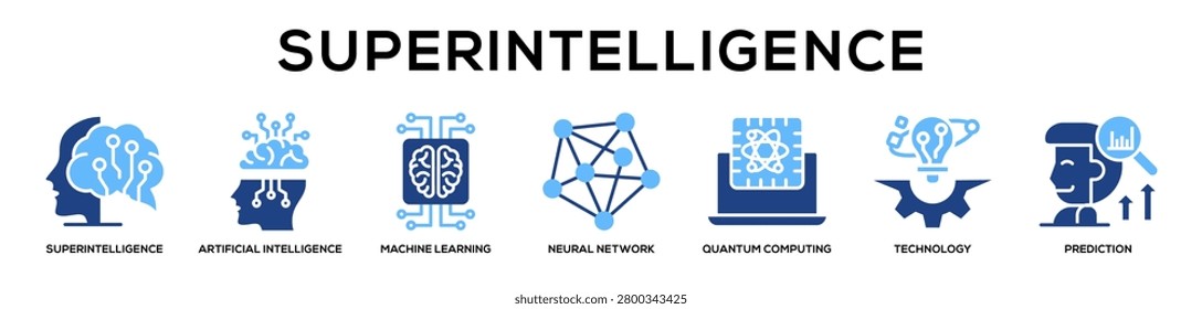 Glyphcolor - Superintelligence web banner icon vector illustration concept