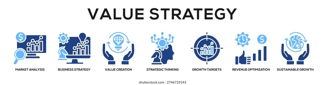 Glyphcolor - Value Strategy web banner icon vector illustration concept