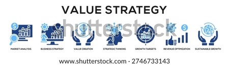 Glyphcolor - Value Strategy web banner icon vector illustration concept