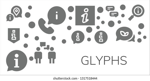 glyphs icon set. 11 filled glyphs icons.  Simple modern icons about  - Information, Conversation