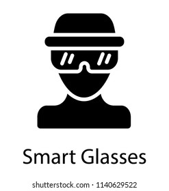 glyphvector icon design of smart glasses symbolic of virtual reality environment
