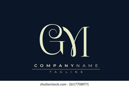 GM abstract Logo. Elegantly Designed Minimalist Monogram Logo with Stylish Lettering. Sophisticated and sleek minimalist monogram showcasing unique lettering design.