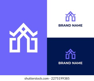 Plantilla de diseño del logotipo del logotipo de la empresa de construcción de edificios GM