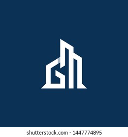 GM building geometric monogram white