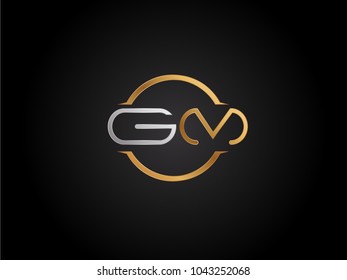 GM circle Shape Letter logo Design in silver gold color