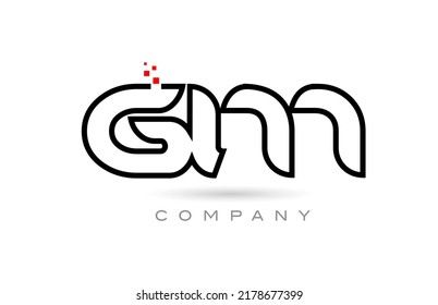 GM connected alphabet letter logo icon combination design with dots and red color. Creative template for business and company