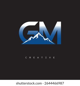 GM Creative Mountain Logo Bold Gradient Letter mark Branding Design for Business Outdoor Brands