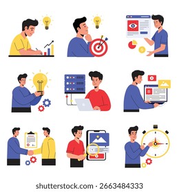 G.M Flat vector illustration. set 2