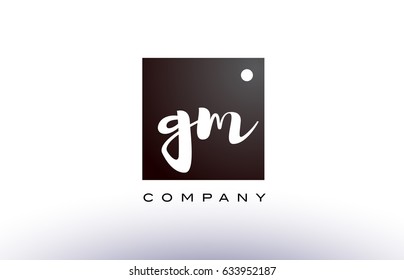 GM G M black white handwritten handwriting alphabet company letter logo square design template dot dots creative abstract