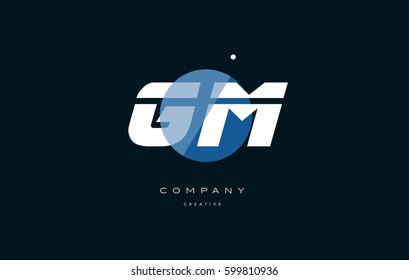 gm g m  blue circle dot big font alphabet company letter logo white design vector icon template 