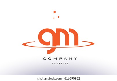 GM G M creative orange swoosh dots alphabet company letter logo design vector icon template