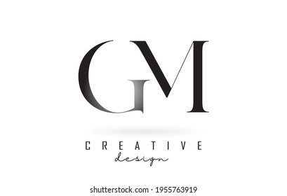GM g m letter design logo logotype concept with serif font and elegant style. Vector illustration icon with letters G and m.