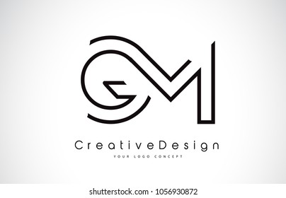 GM G M Letter Logo Design in Black Colors. Creative Modern Letters Vector Icon Logo Illustration.
