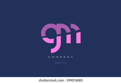 gm g m  pink blue pastel modern abstract alphabet company logo design vector icon template 