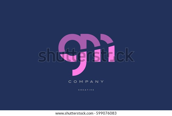 Gm G M Pink Blue Pastel Stock Vector Royalty Free 599076083