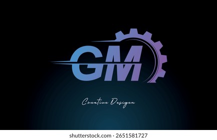 GM Gear Fusion Logo – Industrial Tech-Inspired Letter mark Futuristic Industrial Letter Mark Design for Technology and Engineering Brands.