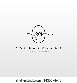 GM handwriting initial logo template vector.