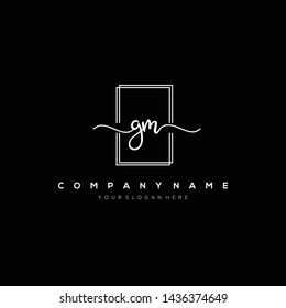 GM handwriting initial logo template vector.