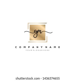 GM handwriting initial logo template vector.