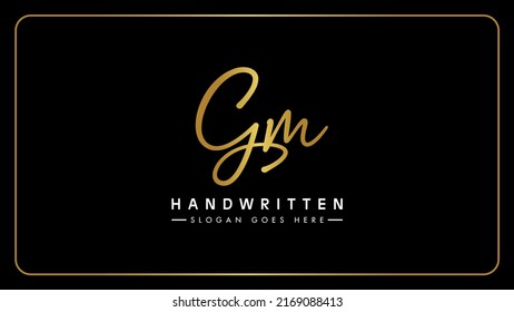 GM handwritten golden logo for identity, Creative gold handwriting initial signature concept design, g and m initials typography monogram icon for any business or company.