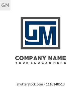 GM initial box letter logo template vector