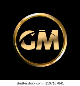 GM initial circle company logo gold black background