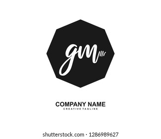GM Initial Handwriting Logo Template Vector
