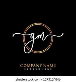 GM Initial Handwriting logo template vector