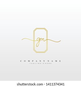GM initial handwriting logo template vector