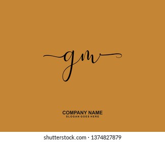 GM Initial Handwriting Logo Vector