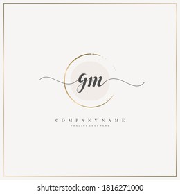 GM Initial Letter handwriting logo hand drawn template vector, logo for beauty, cosmetics, wedding, fashion and business	
