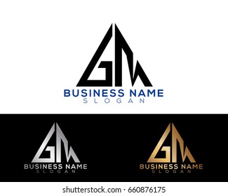 GM initial letters linked triangle shape logo
