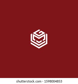 gm initial line hexagon logo vector modern
