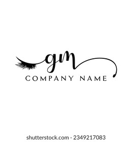 GM initial Logo lash logo eyelash vector modern