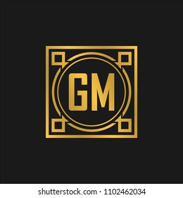 GM initial logo. Luxury ornament crown logo.