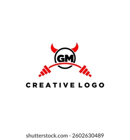 GM initial monogram for fitnes or gym logo with devil style design