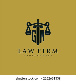 GM initial monogram for lawfirm logo with sword and scale