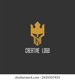 GM initial monogram logo for gaming with creative king spartan image design